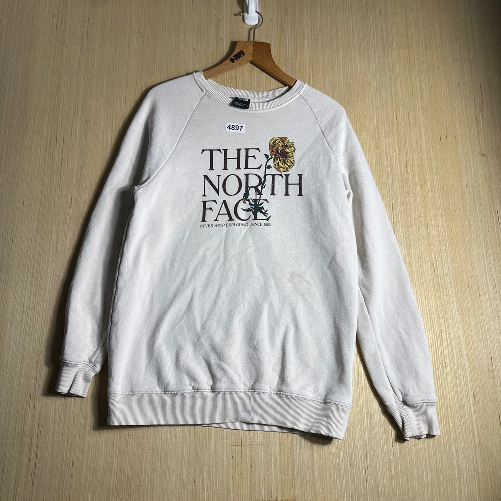 The North Face Sweatshirt Mens Medium White Floral Poppy Graphic Pullover
